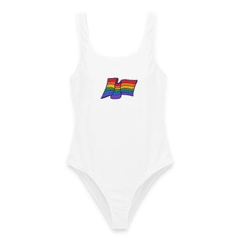 Stolz Regenbogenwelle - Frauen Badeanzug - Weiß - Vorne - AI Model Female 172 dark (172cm)