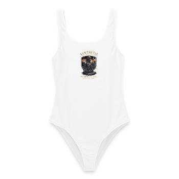 Cybernetic Mechanical Soul / Synthetic  Cyberpunk - Frauen Badeanzug - Weiß - Vorne - AI Model Female 172 dark (172cm)