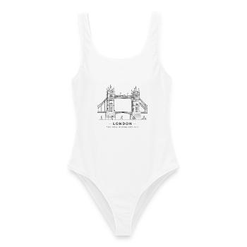 London — Tower Bridge Line Art - Frauen Badeanzug - Weiß - Vorne - AI Model Female 172 dark (172cm)