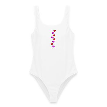 Herzen Rot Pink Vertikal Symbol - Frauen Badeanzug - Weiß - Vorne - AI Model Female 172 dark (172cm)