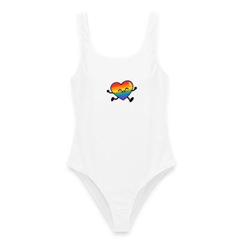 Regenbogenherz-Lächeln - Frauen Badeanzug - Weiß - Vorne - AI Model Female 172 dark (172cm)