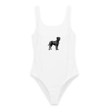 Englischer Mastiffhund stehend - Frauen Badeanzug - Weiß - Vorne - AI Model Female 172 dark (172cm)
