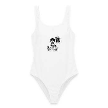 NEIN, NORMALERWEISE NICHT – LISA von BENT CIRCLE DESIGN - Frauen Badeanzug - Weiß - Vorne - AI Model Female 172 dark (172cm)