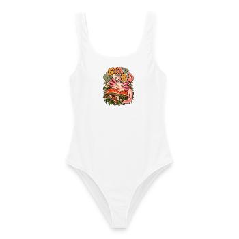 Axolotl Pilz Design Süßes Salamander Tier Retro - Frauen Badeanzug - Weiß - Vorne - AI Model Female 172 dark (172cm)