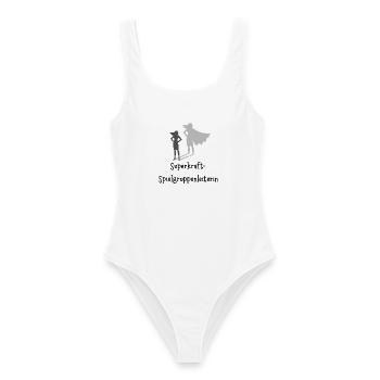 Superkraft__Spielgruppenleiterin - Frauen Badeanzug - Weiß - Vorne - AI Model Female 172 dark (172cm)