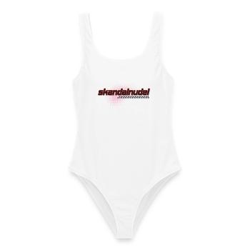 Skandalhudel Neon-Logo Retro - Frauen Badeanzug - Weiß - Vorne - AI Model Female 172 dark (172cm)