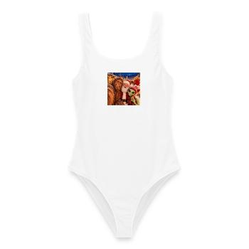 Bigfoot Alien Weihnachtsselfie - Frauen Badeanzug - Weiß - Vorne - AI Model Female 172 dark (172cm)