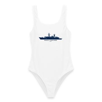Regele Ferdinand F221 – Minimalistische Silhouette - Frauen Badeanzug - Weiß - Vorne - AI Model Female 172 dark (172cm)