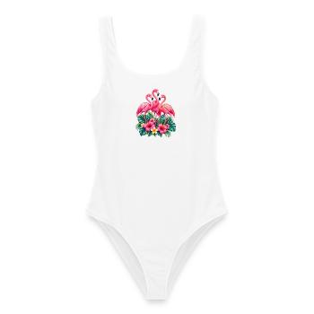 Niedlicher Flamingo Süße Flamingos - Frauen Badeanzug - Weiß - Vorne - AI Model Female 172 dark (172cm)