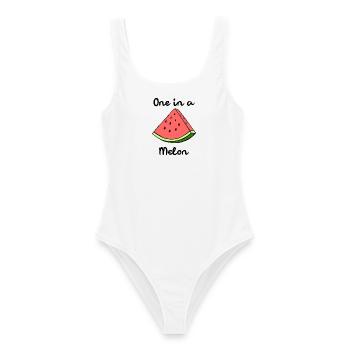 One In A Melon Eins In Einer Melone Wortspiel - Frauen Badeanzug - Weiß - Vorne - AI Model Female 172 dark (172cm)