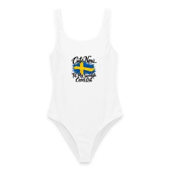 Cute now - Till my swedish comes out - Sweden - Frauen Badeanzug - Weiß - Vorne - AI Model Female 172 dark (172cm)