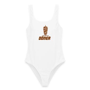 Döner Spieß Illustration - Frauen Badeanzug - Weiß - Vorne - AI Model Female 172 dark (172cm)