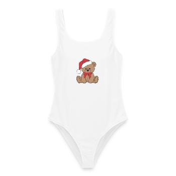 Gemütlicher Weihnachtsteddybär - Frauen Badeanzug - Weiß - Vorne - AI Model Female 172 dark (172cm)