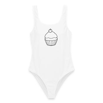 Cupcake Muffin backen Bäcker Geschenk Geburtstag - Frauen Badeanzug - Weiß - Vorne - AI Model Female 172 dark (172cm)