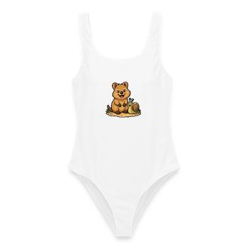 Lachendes Quokka Schnecke Glücklich Kinder T-Shirt - Frauen Badeanzug - Weiß - Vorne - AI Model Female 172 dark (172cm)