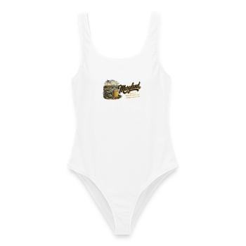 Maryland Retro Vintage Crab Old Bay Fort Design - Frauen Badeanzug - Weiß - Vorne - AI Model Female 172 dark (172cm)