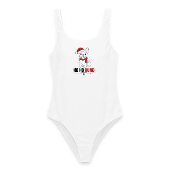 Weihnachts-Hund im Santa-Look - Frauen Badeanzug - Weiß - Vorne - AI Model Female 172 dark (172cm)