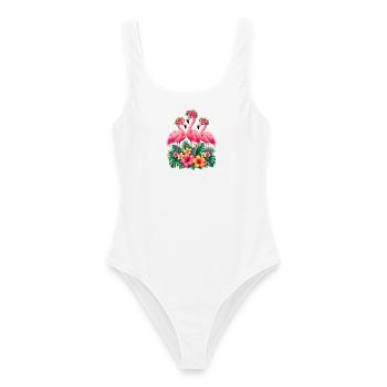 Niedlicher Flamingo Süße Flamingos - Frauen Badeanzug - Weiß - Vorne - AI Model Female 172 dark (172cm)