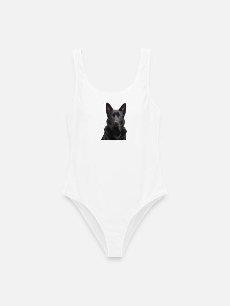 Schwarzer Schäferhund Portrait - Frauen Badeanzug - Weiß