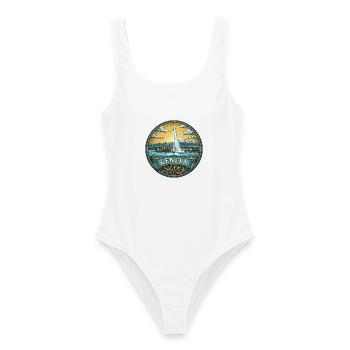 Genfer Schweiz Reiseabzeichen Jet d'Eau Geschenk - Frauen Badeanzug - Weiß - Vorne - AI Model Female 172 dark (172cm)
