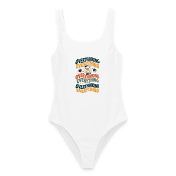 Überdenken Alles – Buntes Humorprint - Frauen Badeanzug - Weiß - Vorne - AI Model Female 172 dark (172cm)