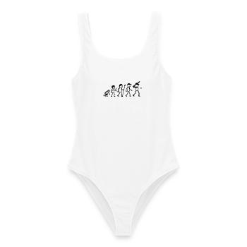  Baseball Softball Strichmänchen Baseballspieler - Frauen Badeanzug - Weiß - Vorne - AI Model Female 172 dark (172cm)