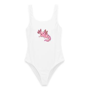 Süßer Axolotl mit Lichterkette für Weihnachten  - Frauen Badeanzug - Weiß - Vorne - AI Model Female 172 dark (172cm)