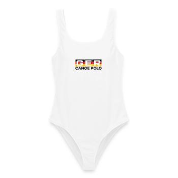 Deutschland - GER - Kanu Polo - Germany - paddeln - Frauen Badeanzug - Weiß - Vorne - AI Model Female 172 dark (172cm)