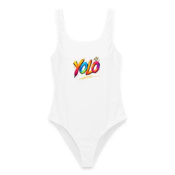 YOLO you only live once -  Farbenrausch Graffiti - Frauen Badeanzug - Weiß - Vorne - AI Model Female 172 dark (172cm)