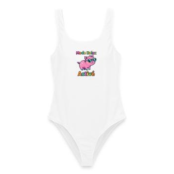 Entspannter Modus Active Funky Pig - Frauen Badeanzug - Weiß - Vorne - AI Model Female 172 dark (172cm)