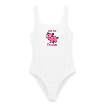 Leben von Pacha Pig Glam - Frauen Badeanzug - Weiß - Vorne - AI Model Female 172 dark (172cm)