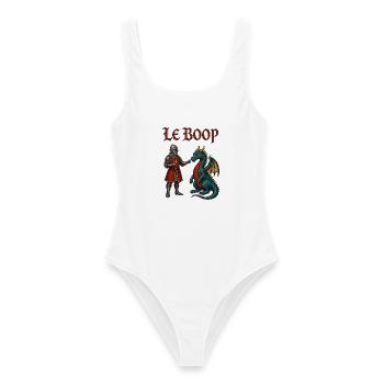Le Boop – Ritter boopt Drachen | Mittelalter Meme - Frauen Badeanzug - Weiß - Vorne - AI Model Female 172 dark (172cm)