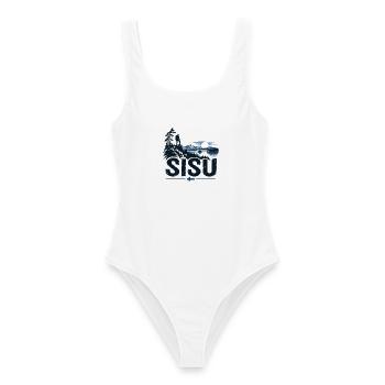 Sisu - Finland - Finnland Suomi - Sonnenuntergang - Frauen Badeanzug - Weiß - Vorne - AI Model Female 172 dark (172cm)