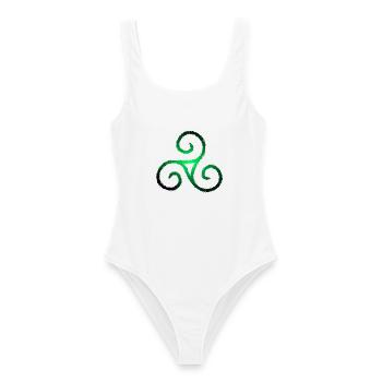 Keltisches Symbol Triskele Dreierspirale - Frauen Badeanzug - Weiß - Vorne - AI Model Female 172 dark (172cm)
