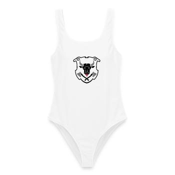 Stierkopf Bullenkopf Logo Wappenform - Frauen Badeanzug - Weiß - Vorne - AI Model Female 172 dark (172cm)