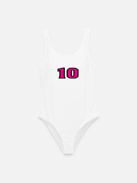 10. 10 JAHRE. 10-JÄHRIGES JUBILÄUM. 10-JÄHRIGES JUBILÄUM. - Frauen Badeanzug - Weiß