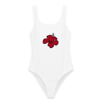 Blume rot rote Blumen rot rote Blumen Hibiskus - Frauen Badeanzug - Weiß - Vorne - AI Model Female 172 dark (172cm)