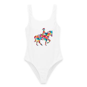 Pferd reiten Reiter Frauen Kinder Mädchen Pferde - Frauen Badeanzug - Weiß - Vorne - AI Model Female 172 dark (172cm)