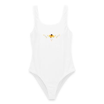 Sonnenhut gelbe Blumen - Frauen Badeanzug - Weiß - Vorne - AI Model Female 172 dark (172cm)