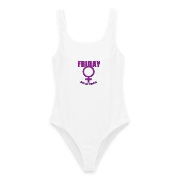 Friday Freitag Wochentage Venus Tag lila used look - Frauen Badeanzug - Weiß - Vorne - AI Model Female 172 dark (172cm)