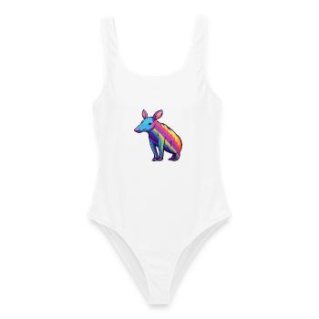 Erdferkel Buntes Aquarell Cartoon Kawaii Tier - Frauen Badeanzug - Weiß - Vorne - AI Model Female 172 dark (172cm)