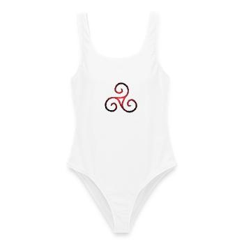 Keltisches Symbol Triskele Dreierspirale Spirale - Frauen Badeanzug - Weiß - Vorne - AI Model Female 172 dark (172cm)