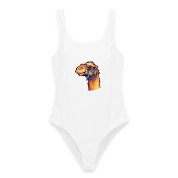 Kamel buntes Aquarell Cartoon Kawaii Tier - Frauen Badeanzug - Weiß - Vorne - AI Model Female 172 dark (172cm)