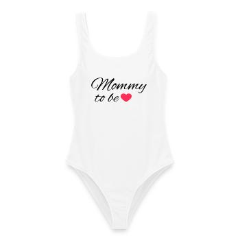 Mommy to be - Frauen Badeanzug - Weiß - Vorne - AI Model Female 172 dark (172cm)