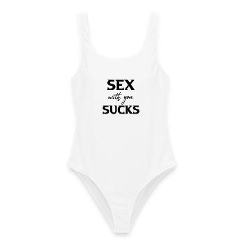 Sex with you sucks - Frauen Badeanzug - Weiß - Vorne - AI Model Female 172 dark (172cm)