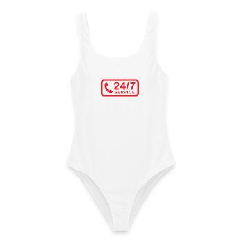 24/7 h Service - Frauen Badeanzug - Weiß - Vorne - AI Model Female 172 dark (172cm)