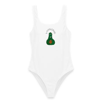 HappyCado – gut gelaunte Avocado - Frauen Badeanzug - Weiß - Vorne - AI Model Female 172 dark (172cm)