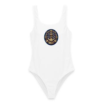 Skipper Logo - Frauen Badeanzug - Weiß - Vorne - AI Model Female 172 dark (172cm)