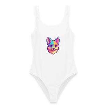 Alaskan Klee Kai Hunderasse Karikatur Kawaii Illustra - Frauen Badeanzug - Weiß - Vorne - AI Model Female 172 dark (172cm)