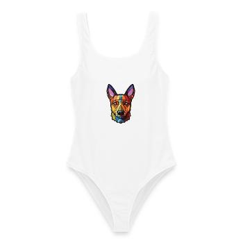 Lancashire Heeler Ormskirk Terrier Hund Aquarell - Frauen Badeanzug - Weiß - Vorne - AI Model Female 172 dark (172cm)